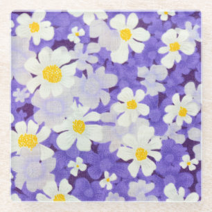 Dessous-de-verre En Verre Vintage coloré : Motif Fleur sans couture