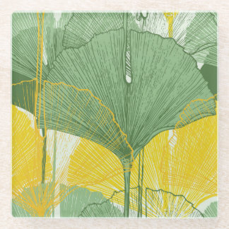 Dessous-de-verre En Verre Vintage Ginkgo Biloba : Feuilles tropicaux
