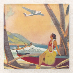 Dessous-de-verre En Verre Vintage Hawaii Travel