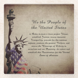 Dessous-de-verre En Verre Vintage Nous le peuple Statue américaine de la Lib