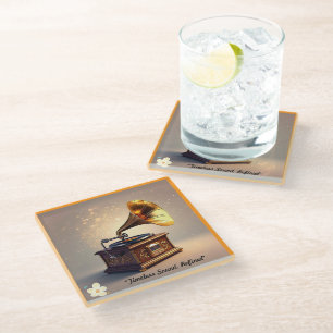 Dessous-de-verre En Verre "Vintage passé musical"