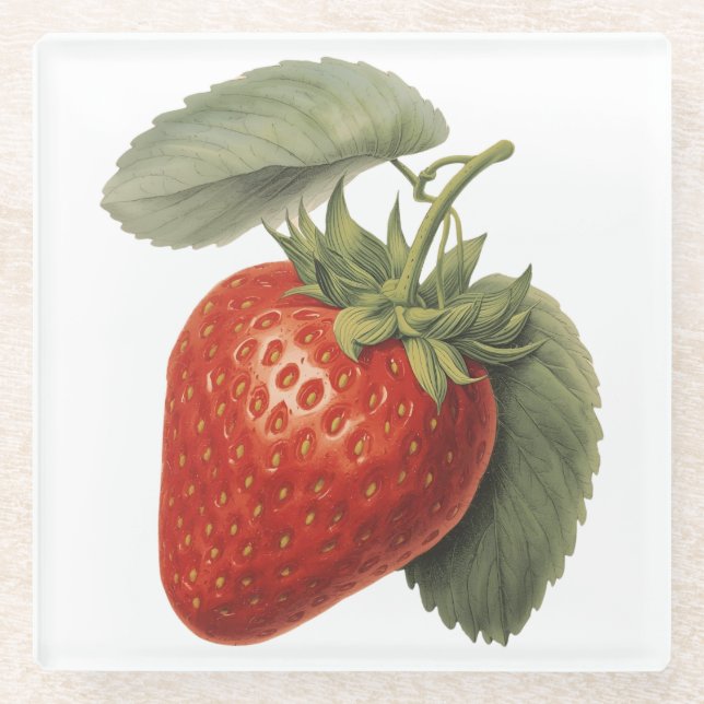 Dessous-de-verre En Verre Vintage Strawberry  (Devant)