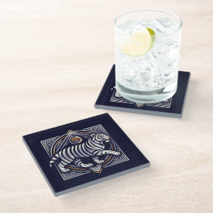 Dessous-de-verre En Verre Vintage Tiger Bleu Marine