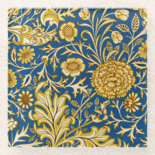 Dessous-de-verre En Verre Vintage William Morris Cherwell Bleu Art Floral
