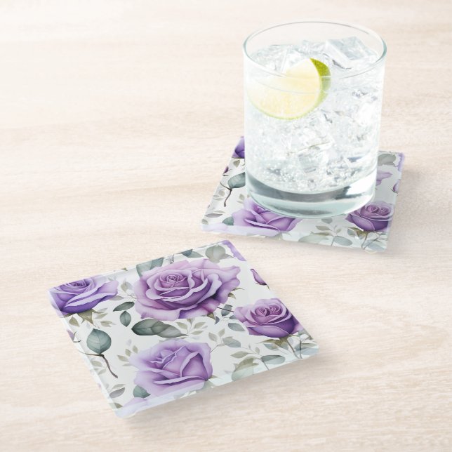 Dessous-de-verre En Verre Violet rose (Incliné)