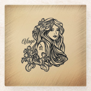 Dessous-de-verre En Verre Virgo Zodiac - Antique Look