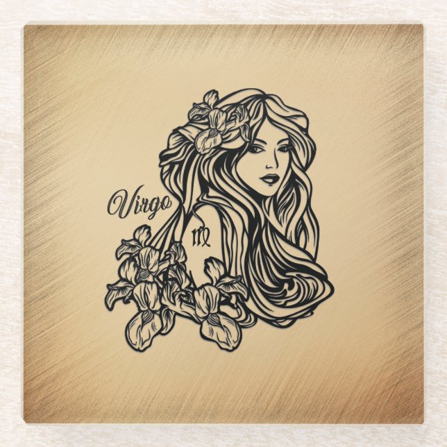 Dessous-de-verre En Verre Virgo Zodiac - Antique Look (Devant)
