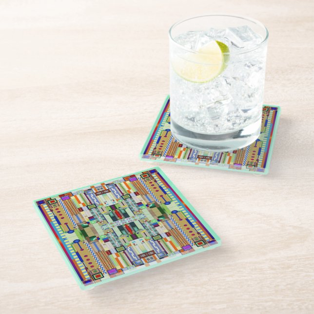 Dessous-de-verre En Verre Vitrail Art Déco 2 (Incliné)