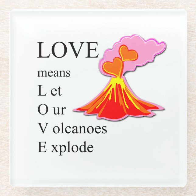 Dessous-de-verre En Verre Volcano LOVE (Devant)