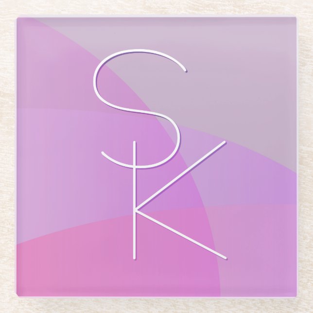 Dessous-de-verre En Verre Vos initiales de chevauchement | Géométrique rose  (Devant)