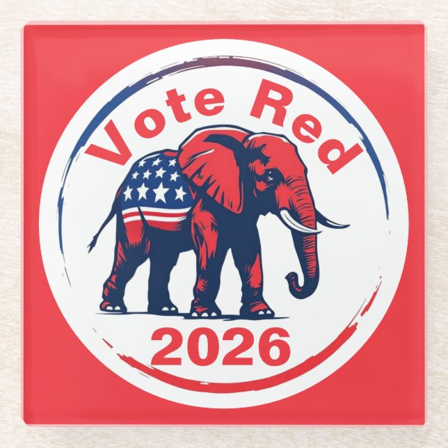 Dessous-de-verre En Verre Vote Red 2026 (Devant)