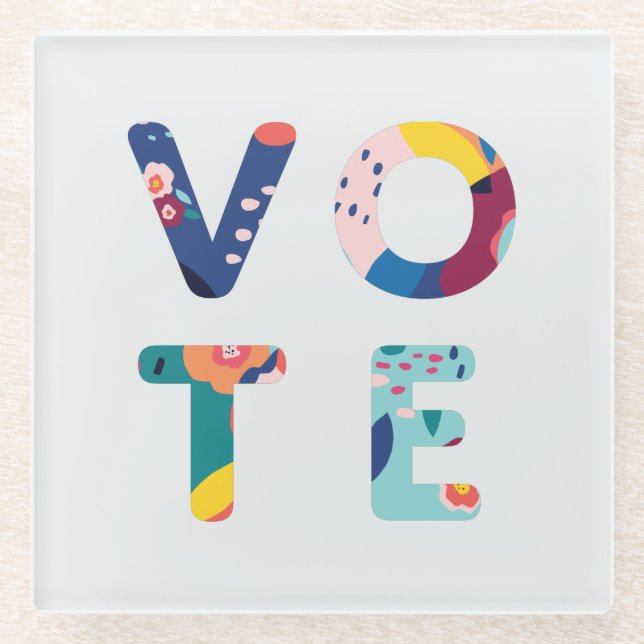 Dessous-de-verre En Verre Votez Moderne Modèle Floral Dessous de verre multi (Devant)