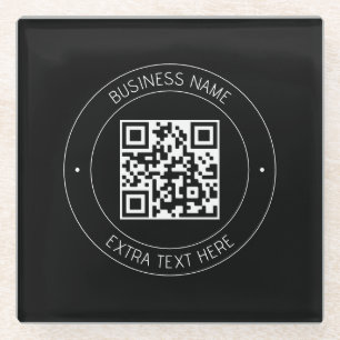 Dessous-de-verre En Verre Votre code QR & Texte modifiable Noir & Blanc