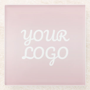 Dessous-de-verre En Verre Votre logo & Élégant Ombré Rose Blush Moderne