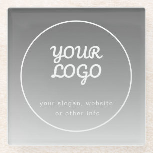 Dessous-de-verre En Verre Votre logo et texte modifiable   Ombré gris foncé 
