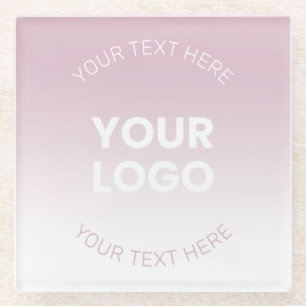 Dessous-de-verre En Verre Votre logo   Moderne Dusty Rose & Blanc Ombre