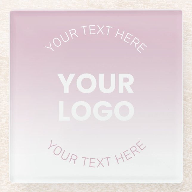 Dessous-de-verre En Verre Votre logo | Moderne Dusty Rose & Blanc Ombre (Devant)