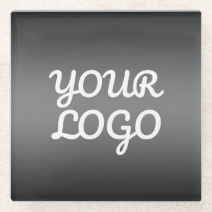 Dessous-de-verre En Verre Votre logo & Moderne Simple Ombre Gris foncé