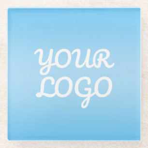 Dessous-de-verre En Verre Votre logo & ombre simple moderne Bleu clair