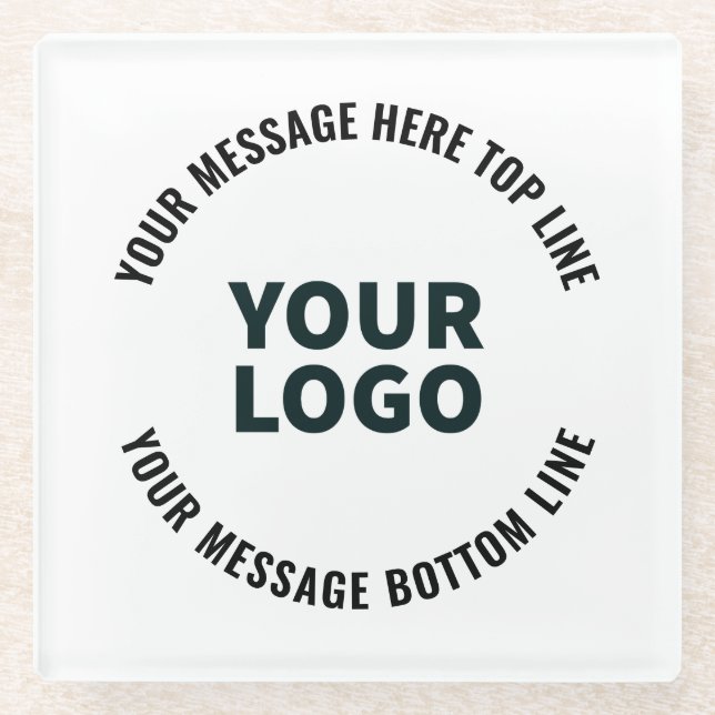 Dessous-de-verre En Verre Votre logo ou image | Texte modifié en gras (Devant)