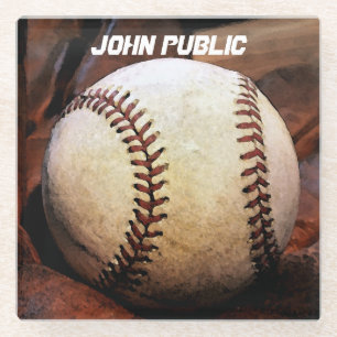 Dessous-de-verre En Verre Votre nom Custom Baseball Artework