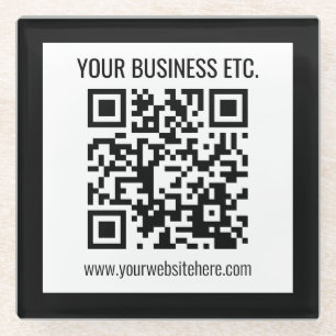 Dessous-de-verre En Verre Votre nom d'entreprise et code QR modifiable