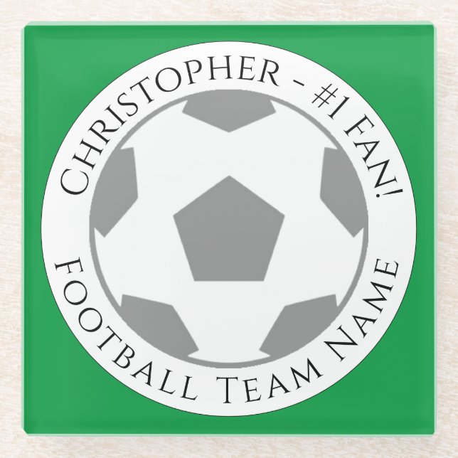 Dessous-de-verre En Verre Votre nom plus Football Nom de l'équipe Dessous de (Devant)