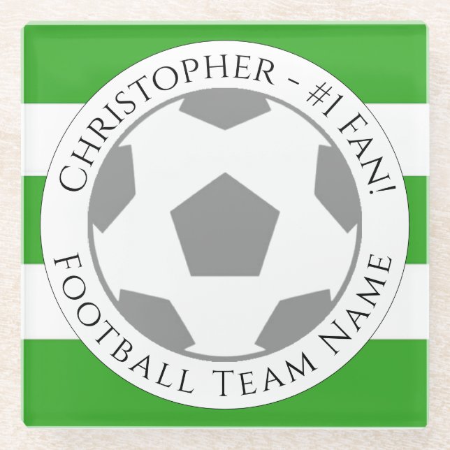 Dessous-de-verre En Verre Votre nom plus Football Nom de l'équipe Dessous de (Devant)