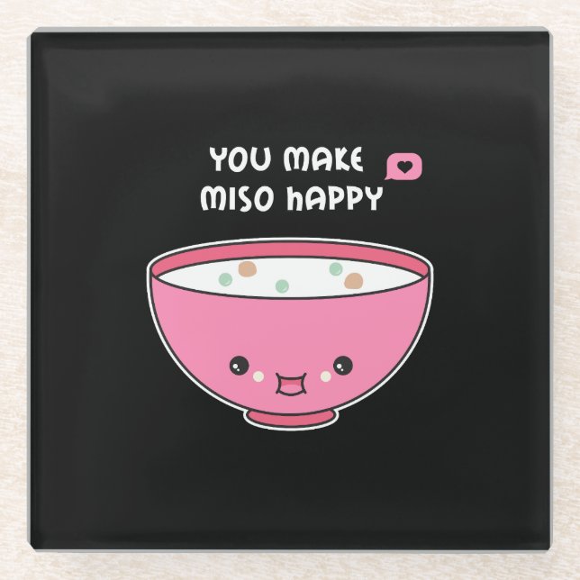 Dessous-de-verre En Verre vous faites Miso Happy Cute bowl (Devant)