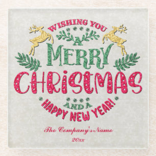 Dessous-de-verre En Verre Vous souhaitant un Joyeux Noël et une Bonne Année