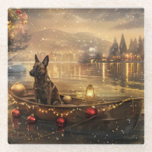 Dessous-de-verre En Verre Voyage festif de Noël du Malinois belge
