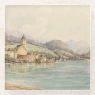 Dessous-de-verre En Verre Vue de St. Wolfgang sur le lac Wolfgang Carl Lafit