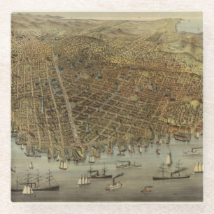 Dessous-de-verre En Verre Vue d'oeil d'oiseaux de San Francisco