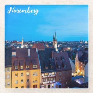 Dessous-de-verre En Verre Vue sur la vieille ville de Nuremberg la nuit