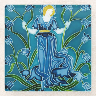 Dessous-de-verre En Verre Walter Crane Bluebell Art Nouveau Flower Maiden