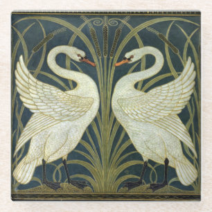Dessous-de-verre En Verre Walter Crane Swan & Rush et Iris Victorien