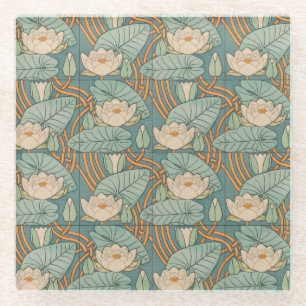Dessous-de-verre En Verre Water Lys Lily Art Nouveau Nature