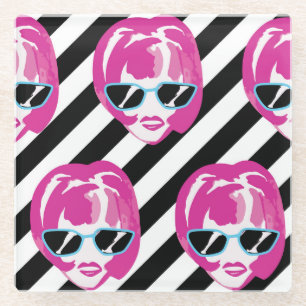 Dessous-de-verre En Verre Watercolor Fashion Girls Visages Motif