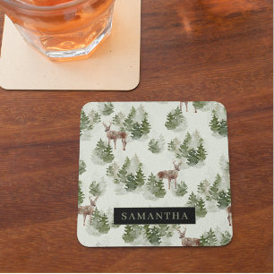 Dessous-de-verre En Verre Watercolor Winter Forest Motif sans joint
