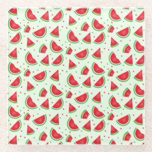 Dessous-de-verre En Verre Watermelon Motif été vert clair rouge rouge
