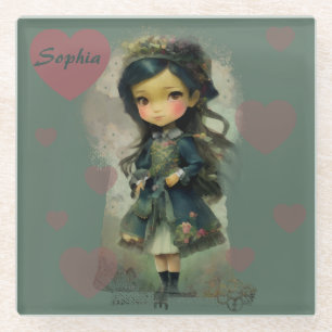 Dessous-de-verre En Verre Whimsical Kawaii Fairy Tale Girl