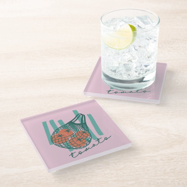 Dessous-de-verre En Verre Whimsical Tomatos Italy Farmers Market (Incliné)