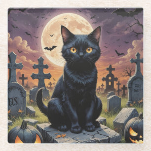 Dessous-de-verre En Verre Whiskers of the Witching Hour - Chat noir