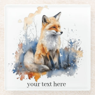 Dessous-de-verre En Verre Whispers of the Wild Fox in Watercolor, personnali