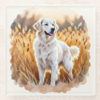 Dessous-de-verre En Verre White Golden Retriever Dog