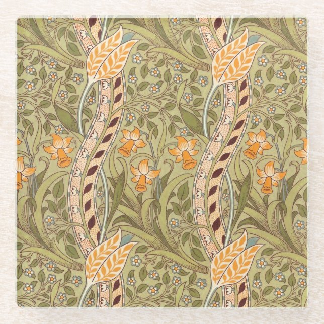 Dessous-de-verre En Verre William Morris Daffodil Garden Flower Classic Bota (Devant)
