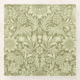 Dessous-de-verre En Verre William Morris Fleur verte tournesol