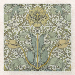 Dessous-de-verre En Verre William Morris Printemps Fourré Jaune Art Floral