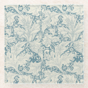 Dessous-de-verre En Verre William Morris Wallflower bleu damas floral