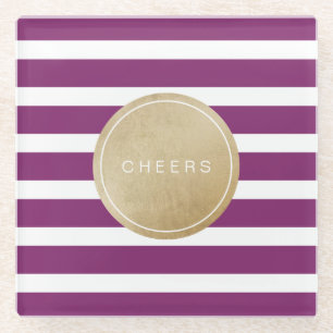 Dessous-de-verre En Verre Winery violet minimaliste rayures mariages moderne